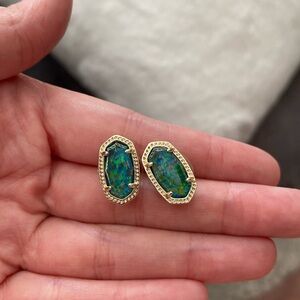 RETIRED Kendra Scott Gold Ellie Earrings in Night Kyocera Opal